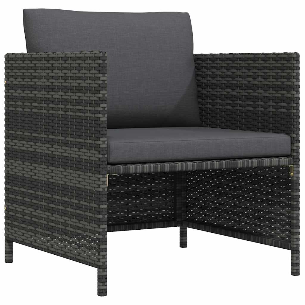 Szürke polyrattan kerti kanapé párnákkal