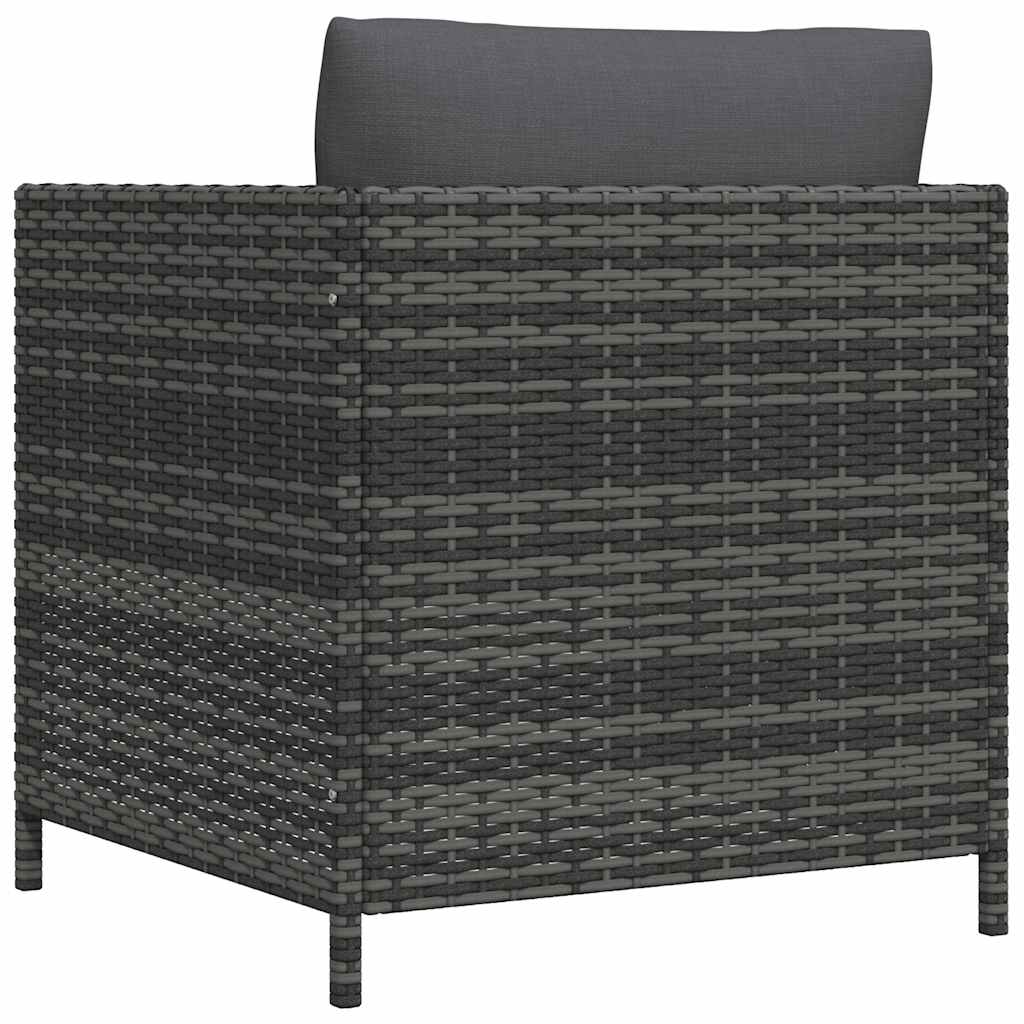 Szürke polyrattan kerti kanapé párnákkal