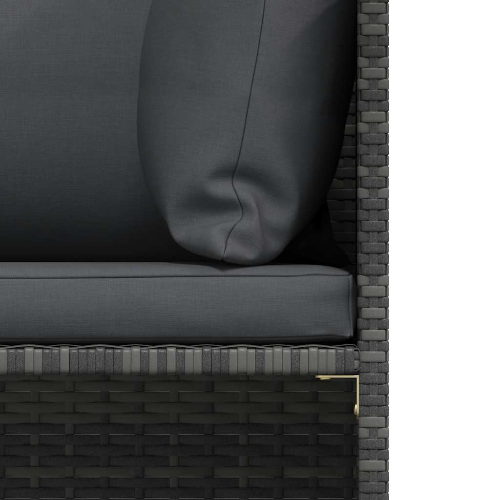 Szürke polyrattan kerti kanapé párnákkal