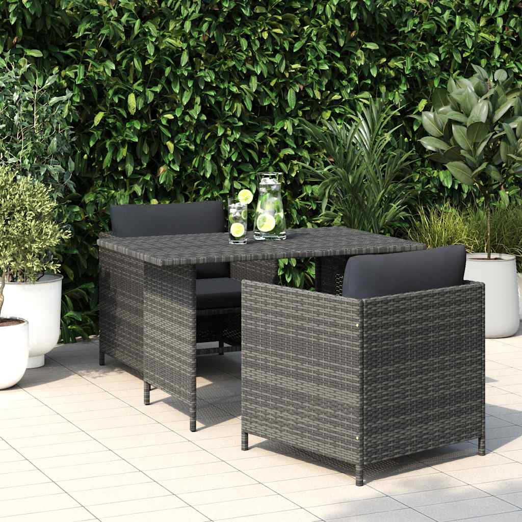 Szürke polyrattan kerti étkezőasztal 110 x 70 x 65 cm