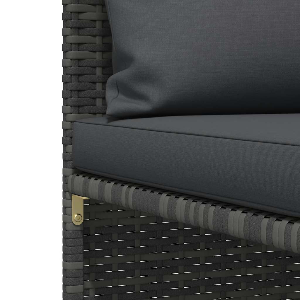 Szürke kétszemélyes polyrattan kerti kanapé párnákkal
