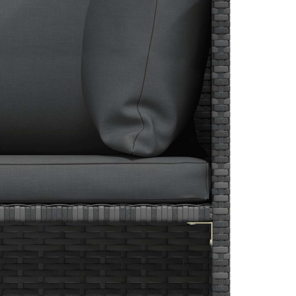Szürke kétszemélyes polyrattan kerti kanapé párnákkal
