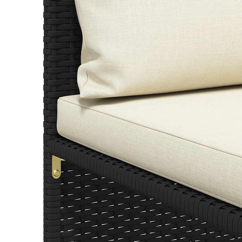 3 részes fekete polyrattan kerti ülőgarnitúra párnával