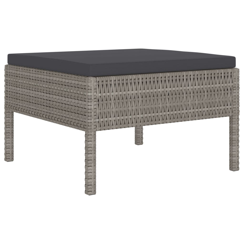 4 részes szürke polyrattan kerti bútorszett párnákkal