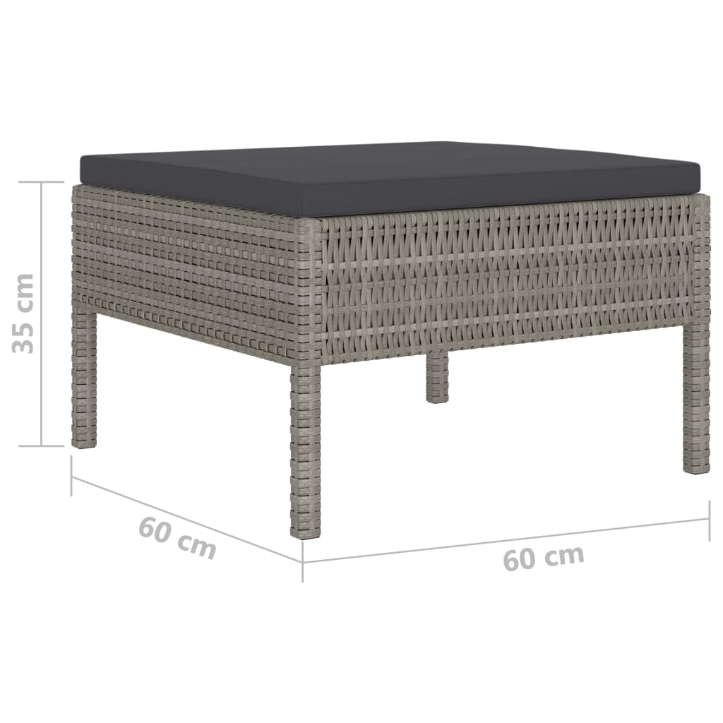 4 részes szürke polyrattan kerti bútorszett párnákkal