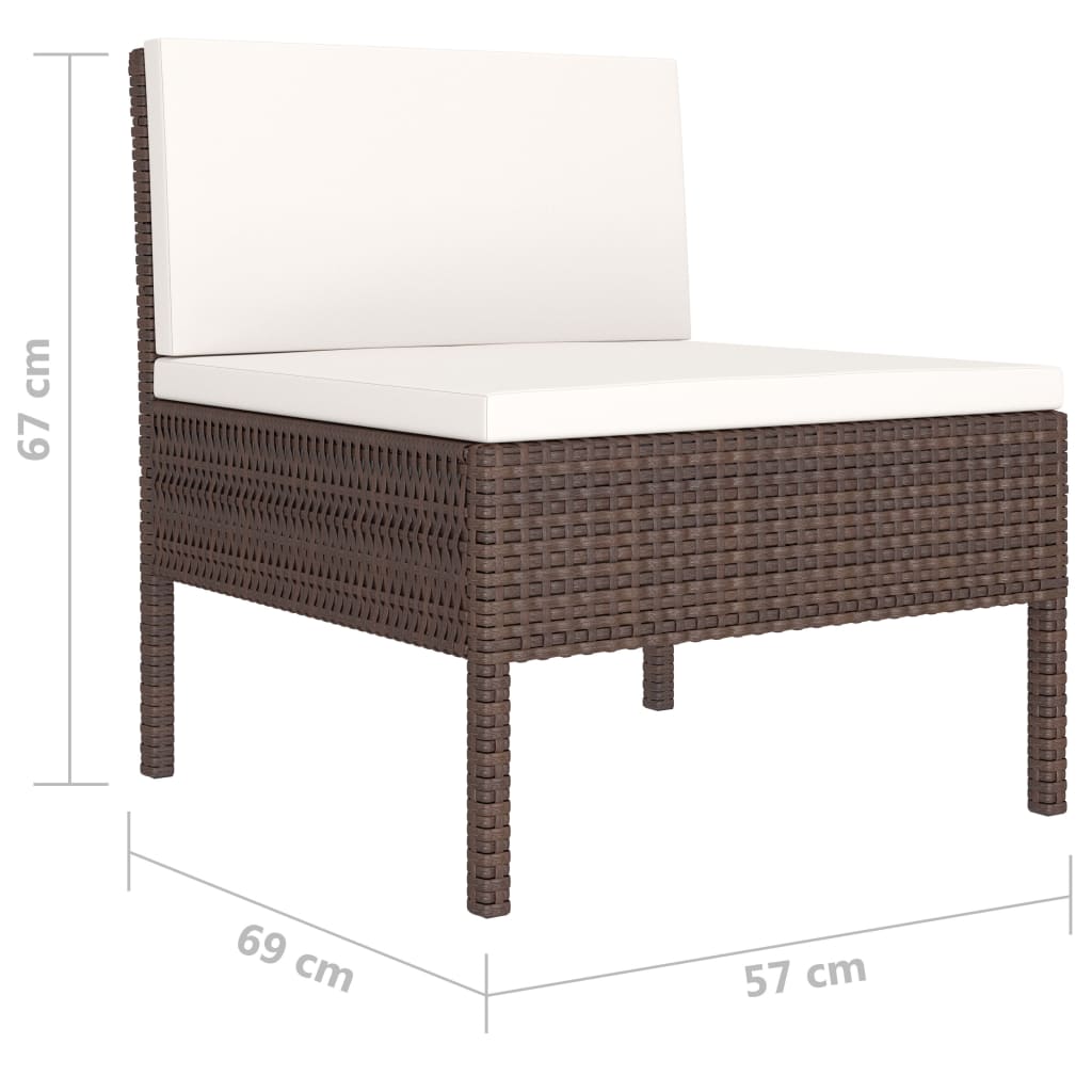 6 részes barna polyrattan kerti bútorszett párnákkal