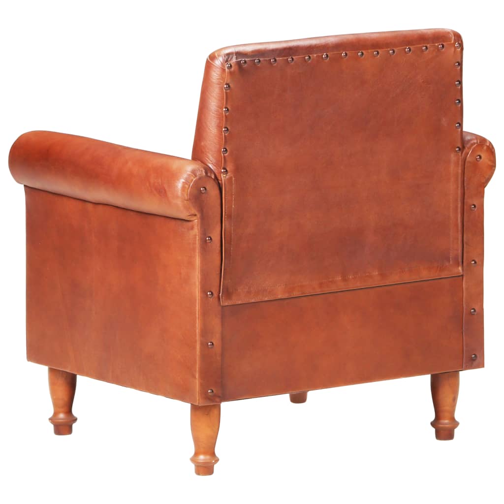 Barna valódi bőr kagylófotel