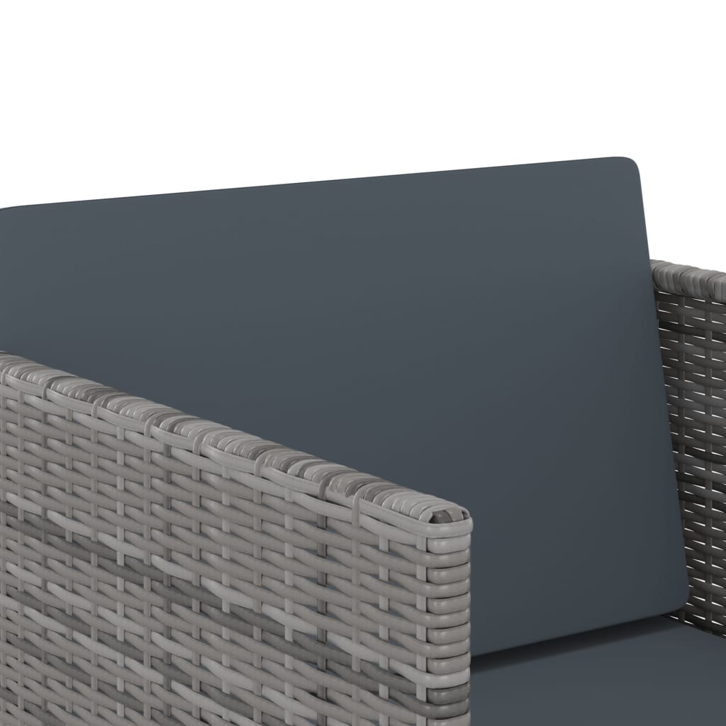 11 részes szürke polyrattan kerti étkezőszett párnákkal