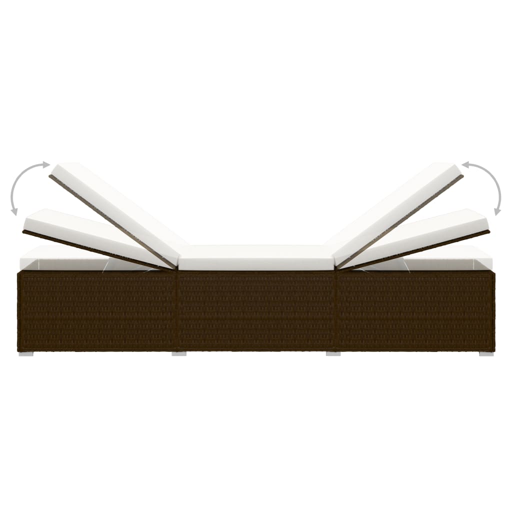 3 részes barna polyrattan kerti napozóágy szett asztallal