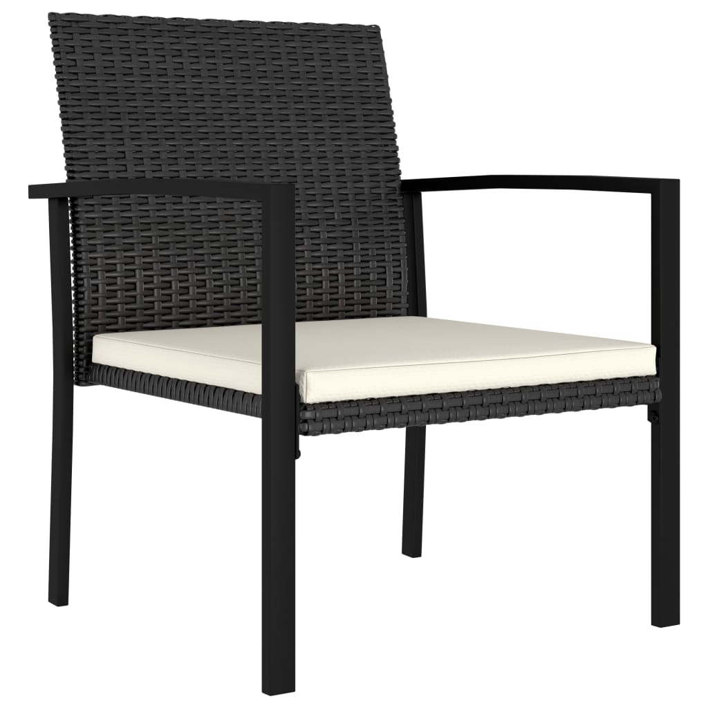 2 db fekete polyrattan kerti étkezőszék
