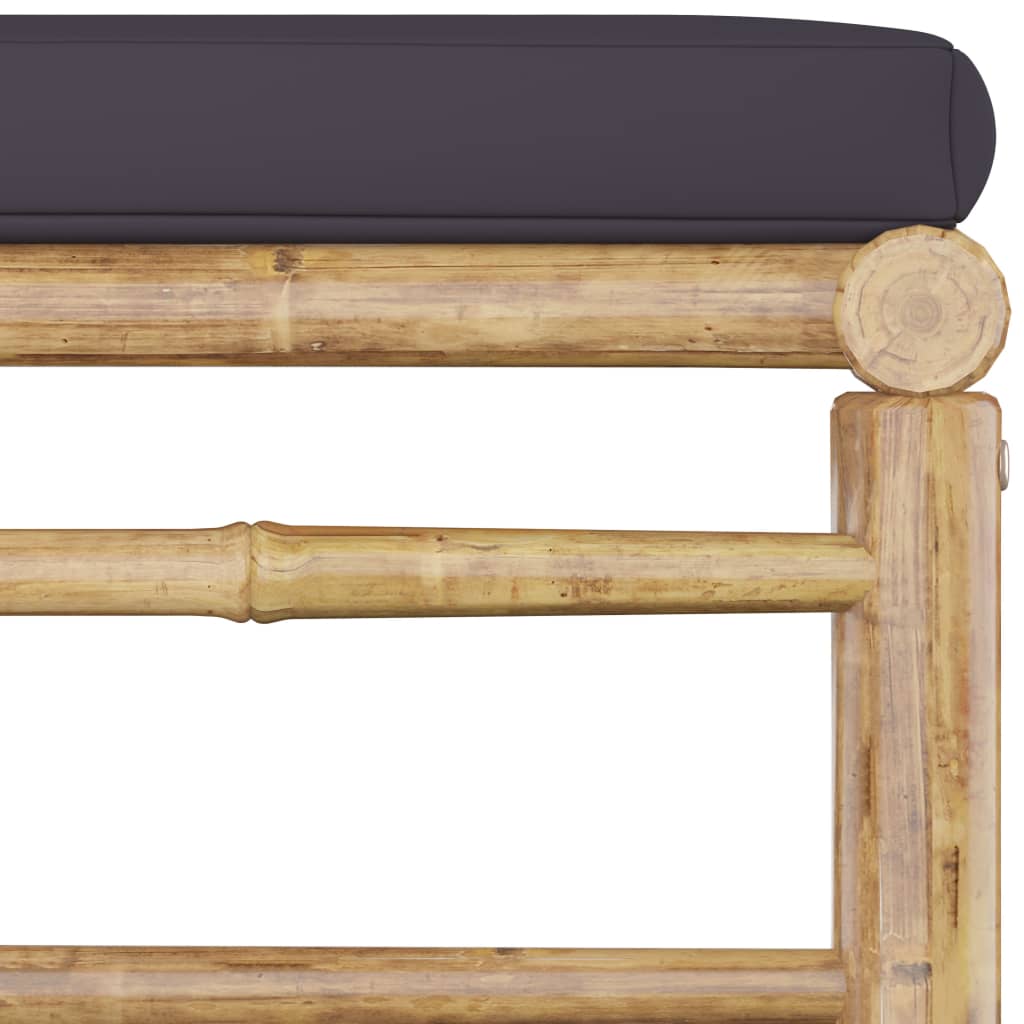 4 részes bambusz kerti bútorszett sötétszürke párnákkal