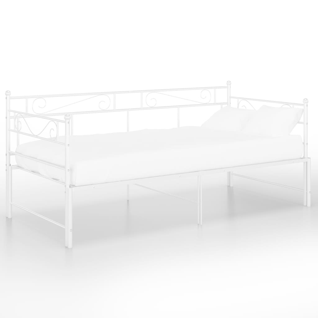 Fehér fém kihúzható kanapéágykeret 90 x 200 cm