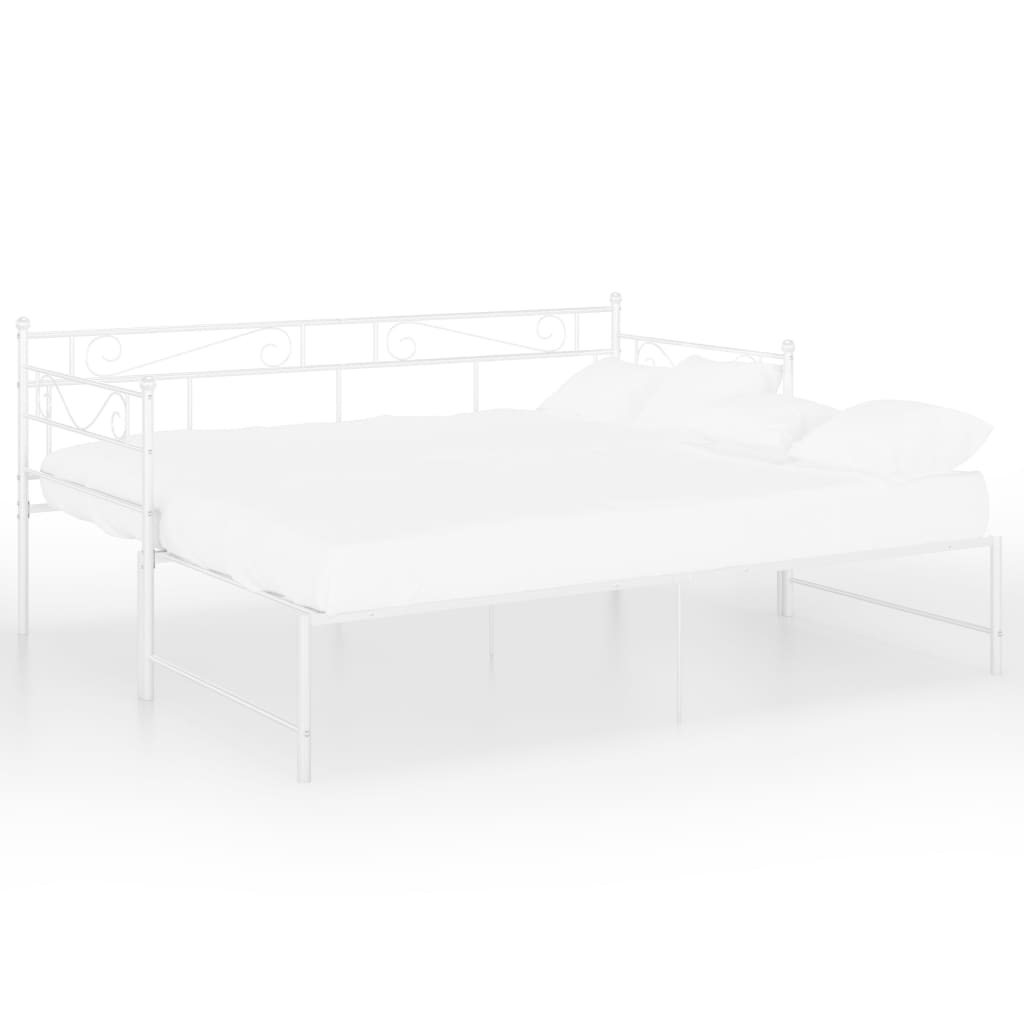 Fehér fém kihúzható kanapéágykeret 90 x 200 cm