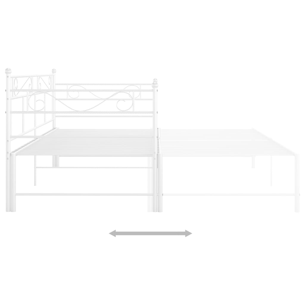 Fehér fém kihúzható kanapéágykeret 90 x 200 cm