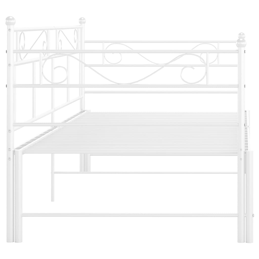 Fehér fém kihúzható kanapéágykeret 90 x 200 cm