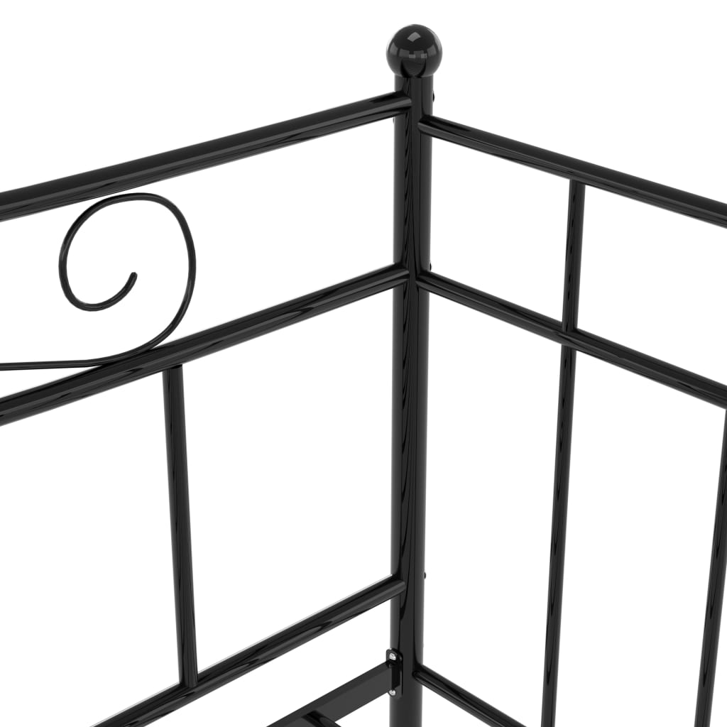 Fekete fém kihúzható kanapéágykeret 90 x 200 cm