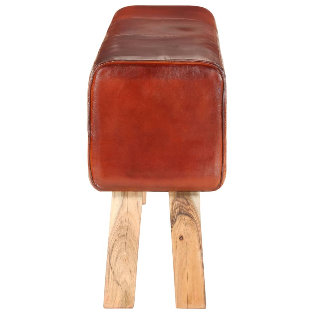 Barna valódi bőr és tömör mangófa tornapad 160 cm