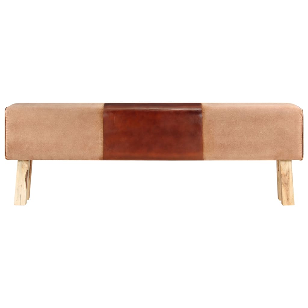 Barna valódi bőr és tömör mangófa tornapad 160 cm