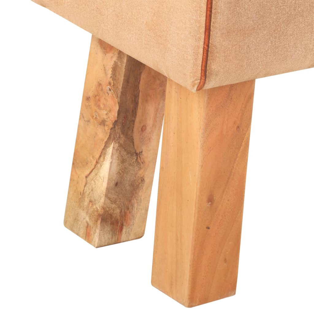 Barna valódi bőr és tömör mangófa tornapad 160 cm