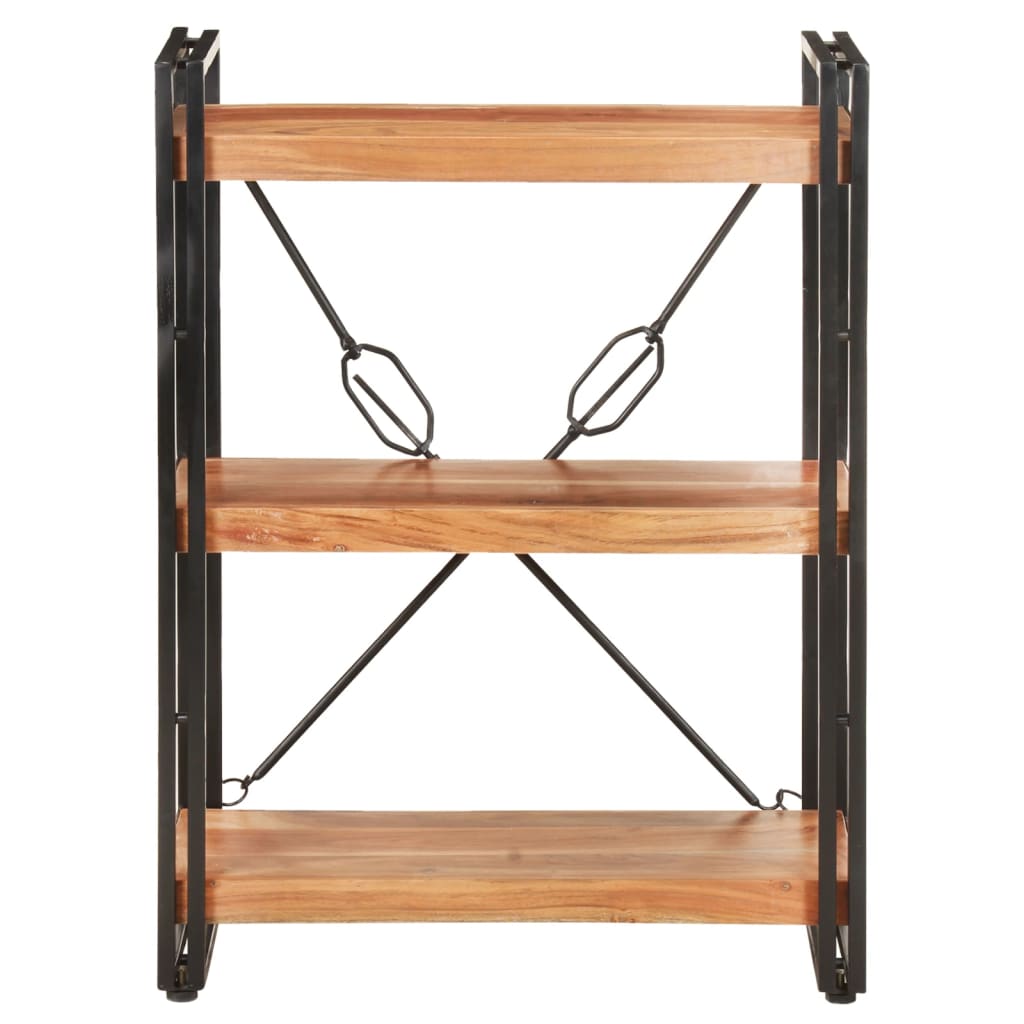 3 szintes tömör akácfa könyvespolc 60 x 30 x 80 cm