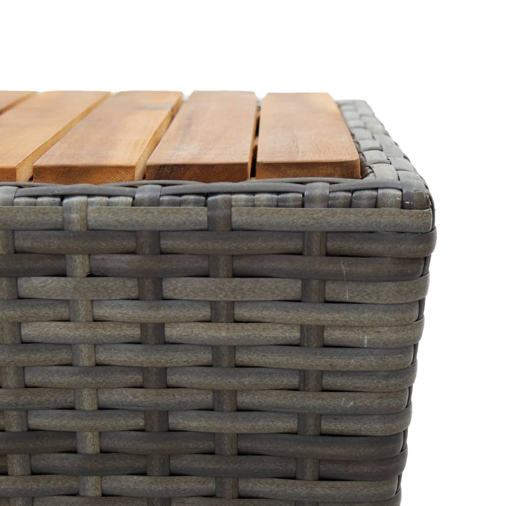 3 részes szürke polyrattan és akácfa bisztrószett