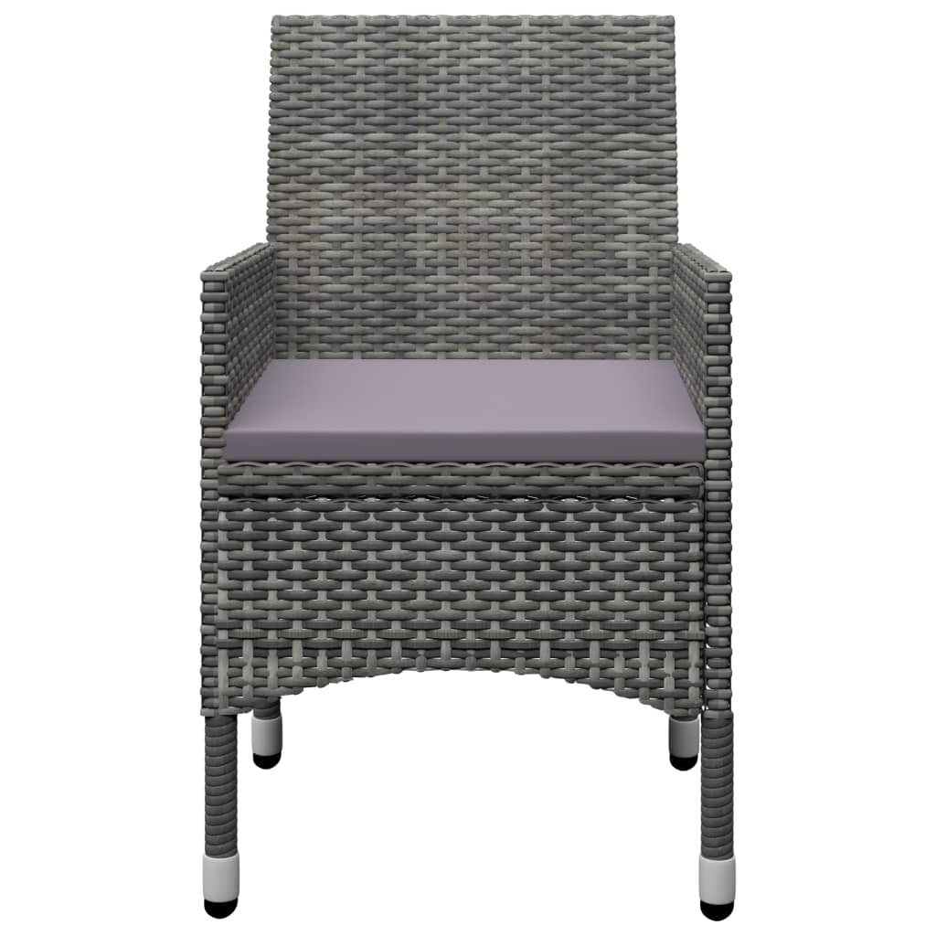 3 részes szürke polyrattan és akácfa bisztrószett