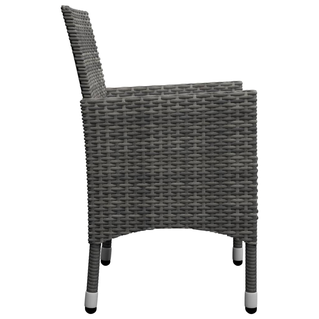 3 részes szürke polyrattan és akácfa bisztrószett