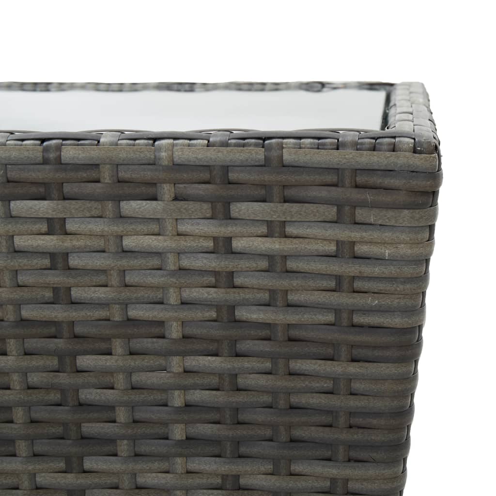 3 részes szürke polyrattan és edzett üveg bisztrószett
