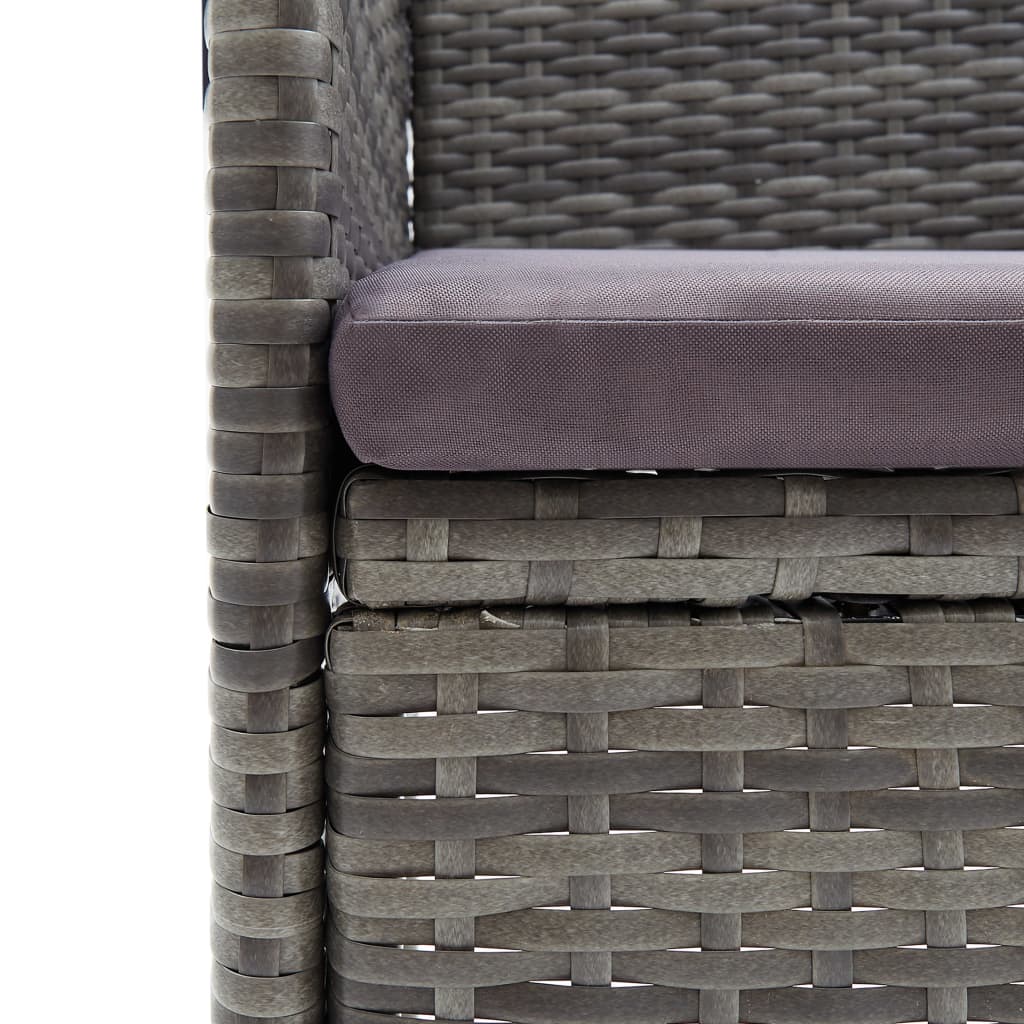 3 részes szürke polyrattan és akácfa bisztrószett