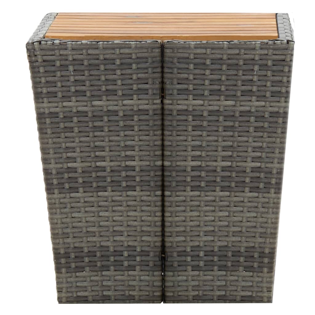 3 részes szürke polyrattan és akácfa bisztrószett