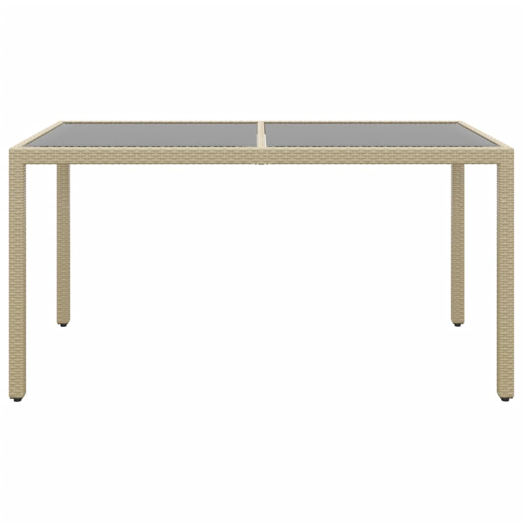 7 részes bézs polyrattan és edzett üveg kerti étkezőgarnitúra