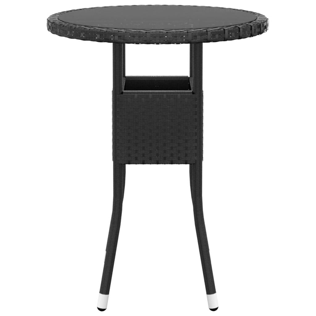 3 részes fekete polyrattan kerti étkezőgarnitúra párnákkal