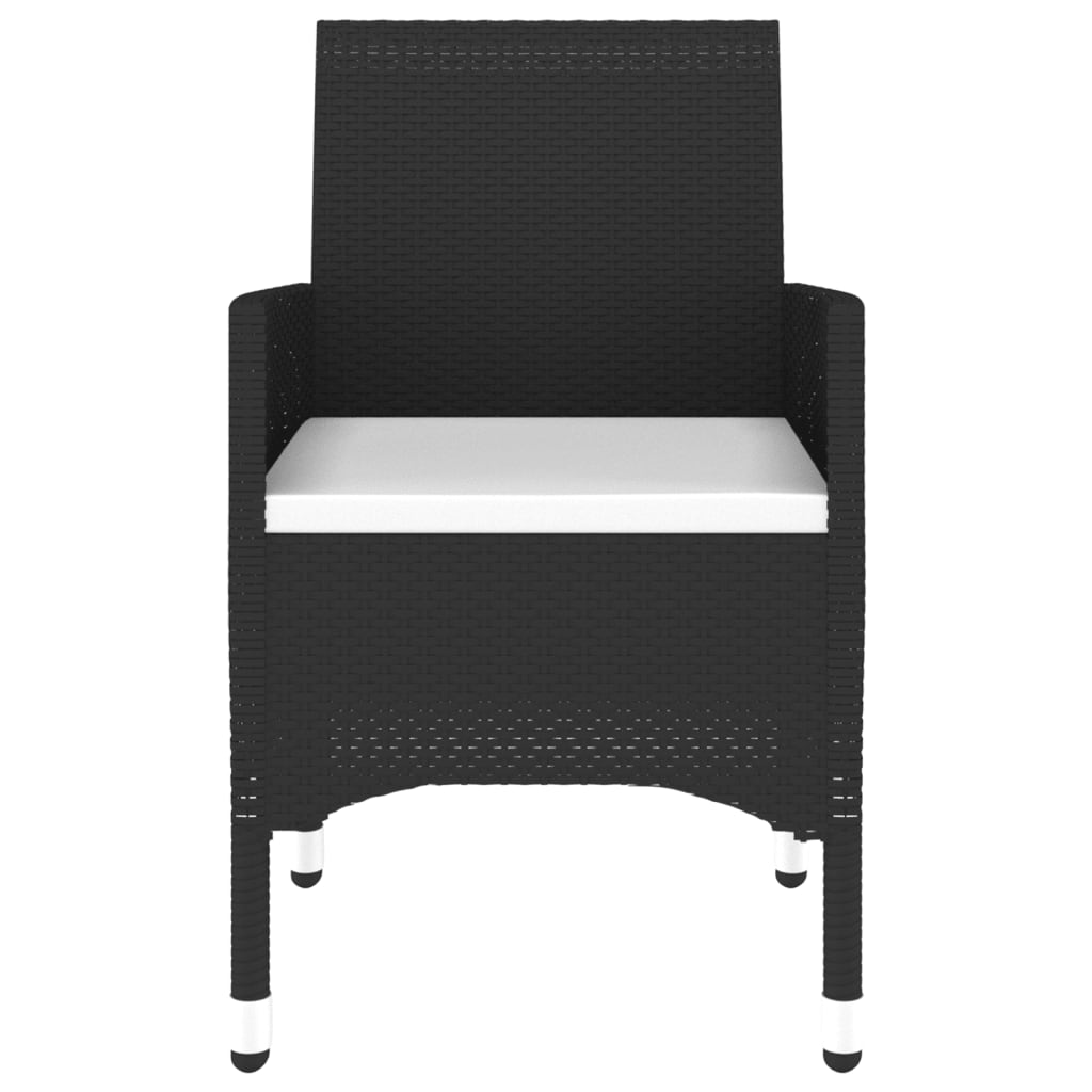 3 részes fekete polyrattan kerti étkezőgarnitúra párnákkal
