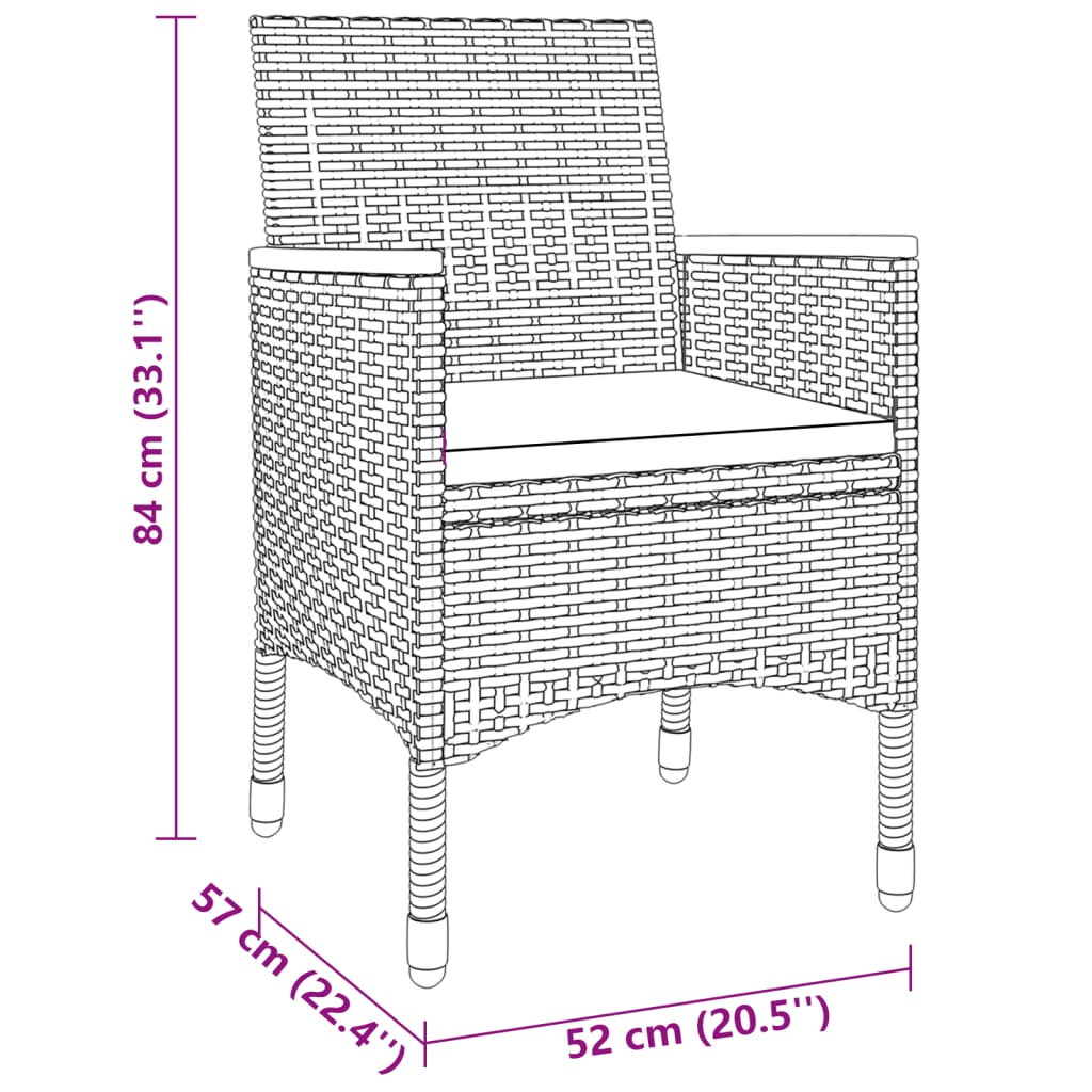 3 részes szürke polyrattan kerti étkezőgarnitúra