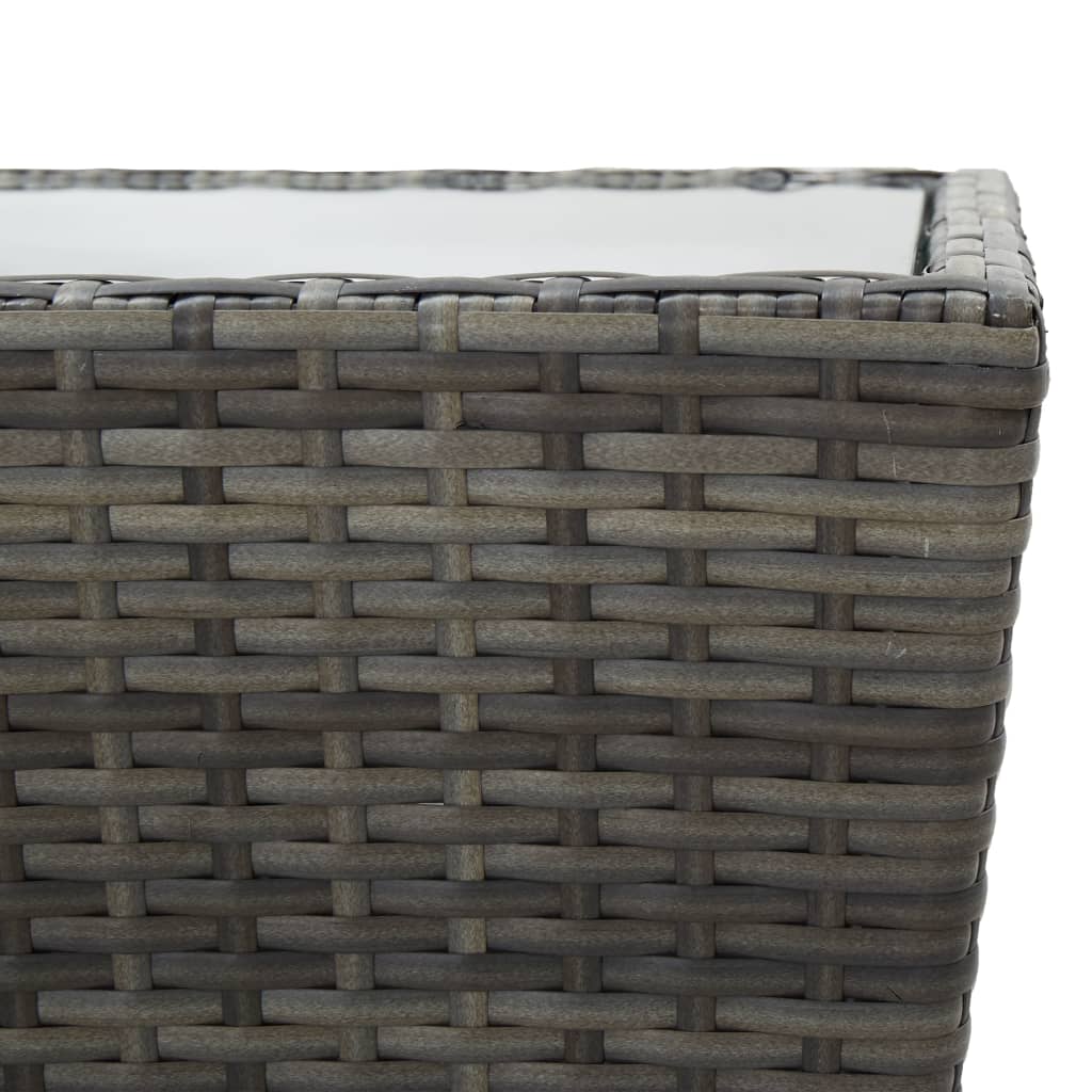 3 részes szürke polyrattan és üveg kerti bisztrószett