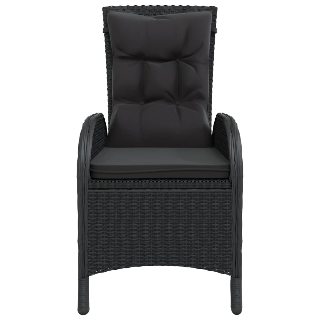 3 részes fekete polyrattan kerti bisztrószett