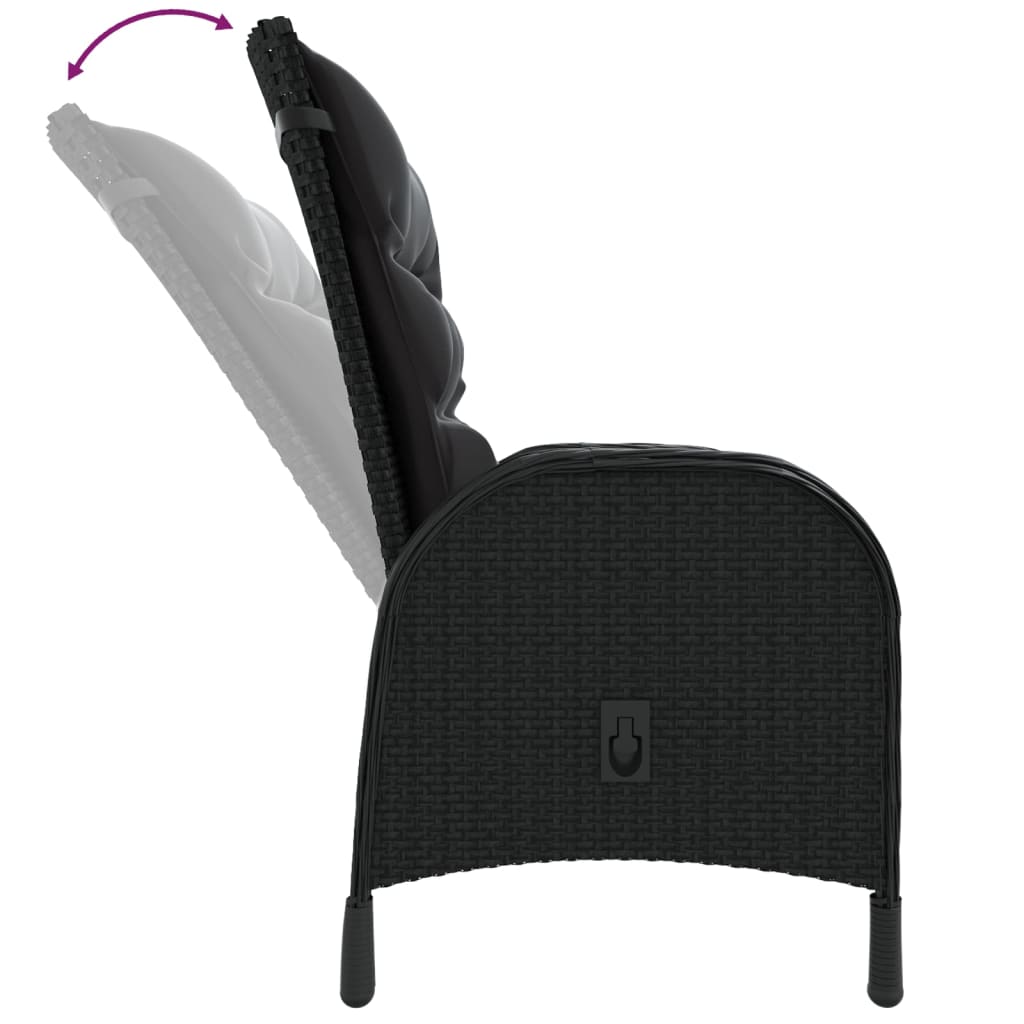 3 részes fekete polyrattan kerti bisztrószett