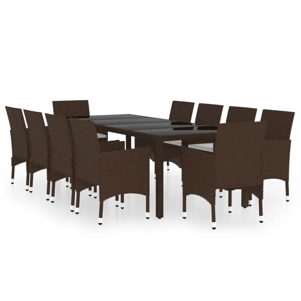 11 részes barna polyrattan kerti étkezőgarnitúra