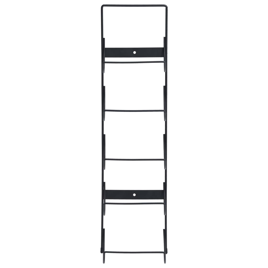 Falra szerelhető fekete vas 5 palackos bortartó állvány