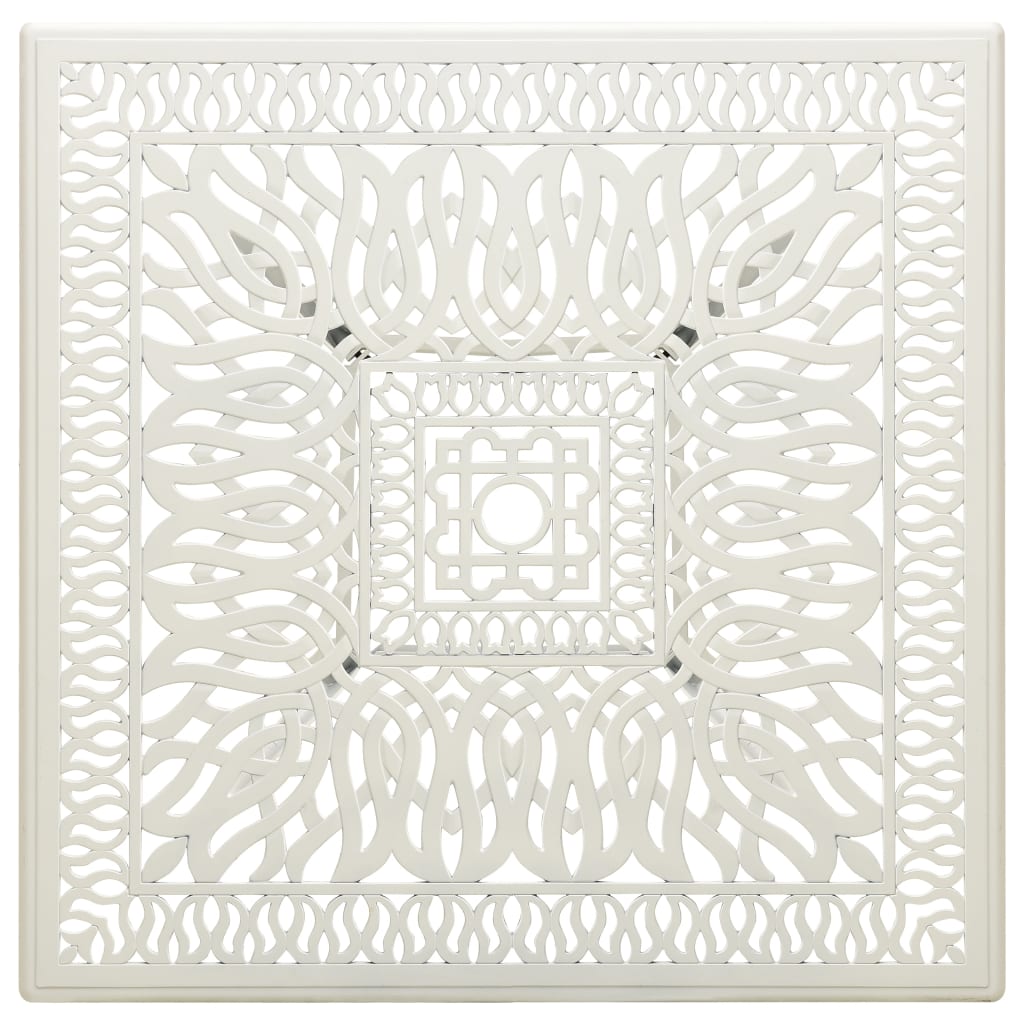 Fehér öntött alumínium kerti asztal 90 x 90 x 73 cm