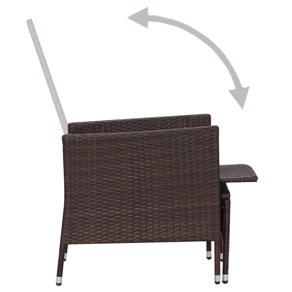 3 részes barna polyrattan kerti ülőgarnitúra párnákkal