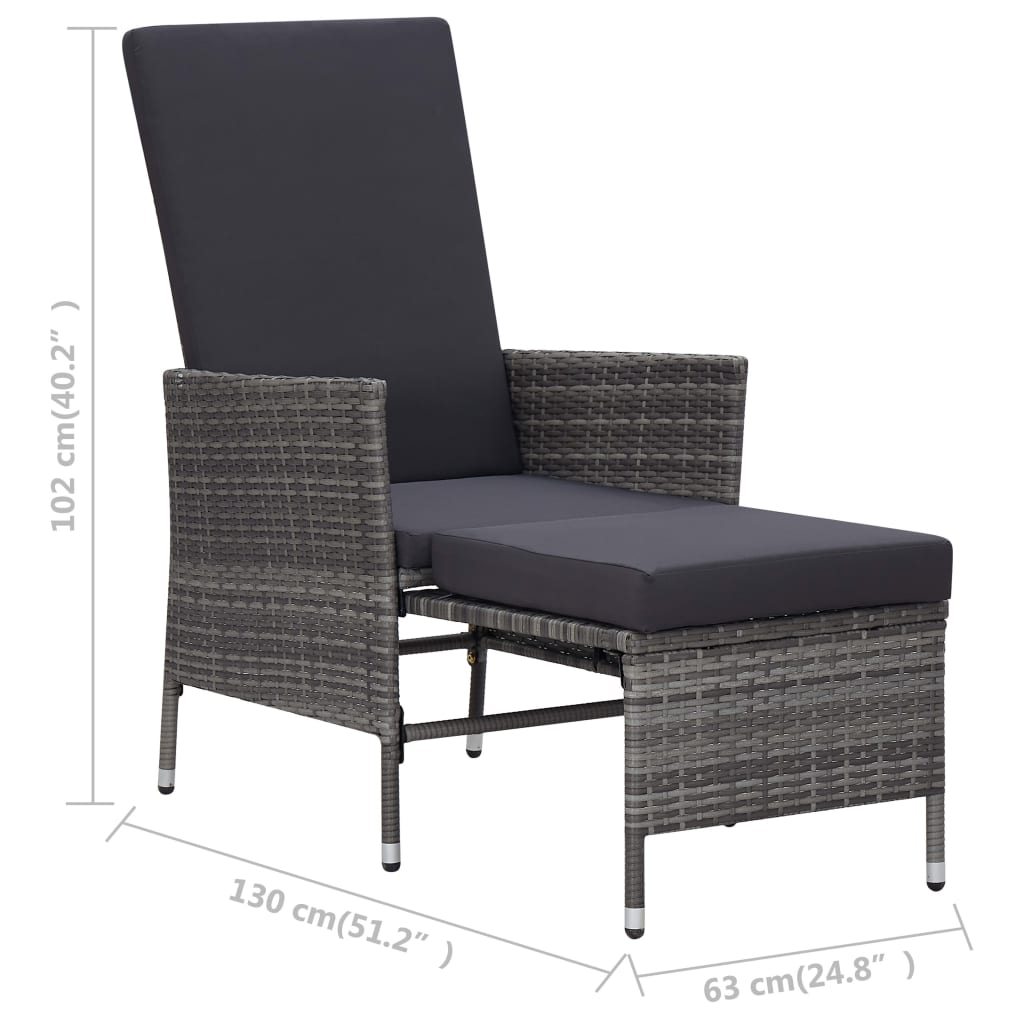 3 részes szürke polyrattan kerti ülőgarnitúra párnákkal