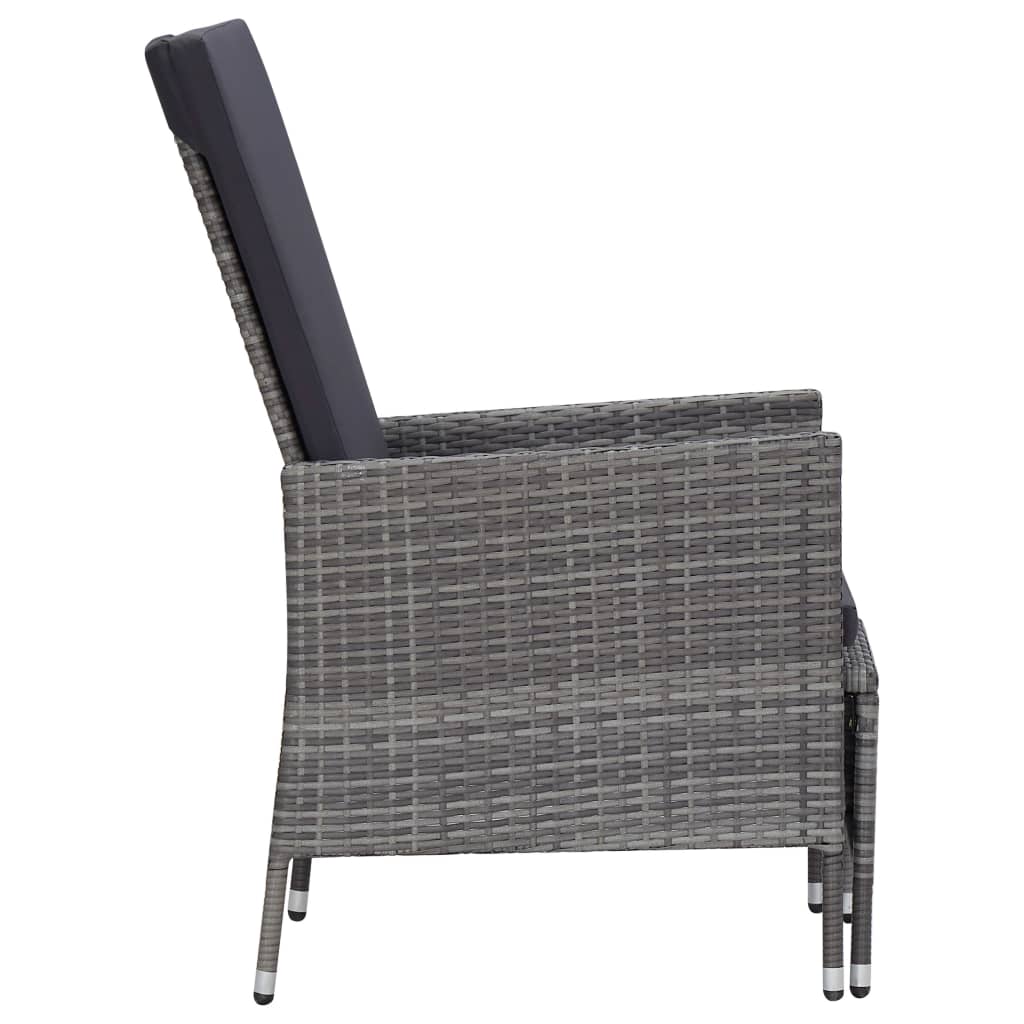 3 részes szürke polyrattan kerti ülőgarnitúra párnákkal