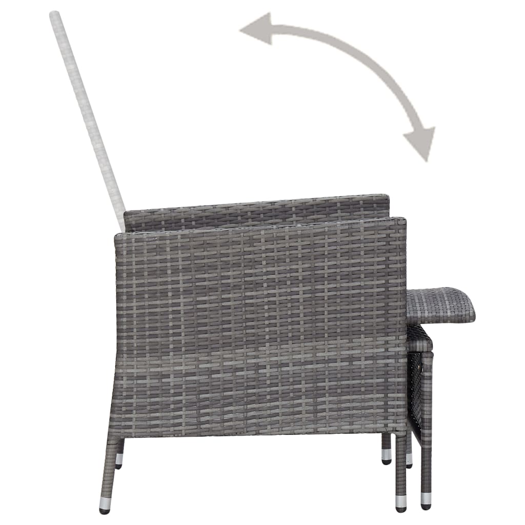 3 részes szürke polyrattan kerti ülőgarnitúra párnákkal