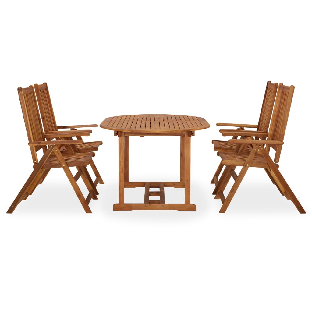 5 részes tömör akácfa kerti étkezőgarnitúra