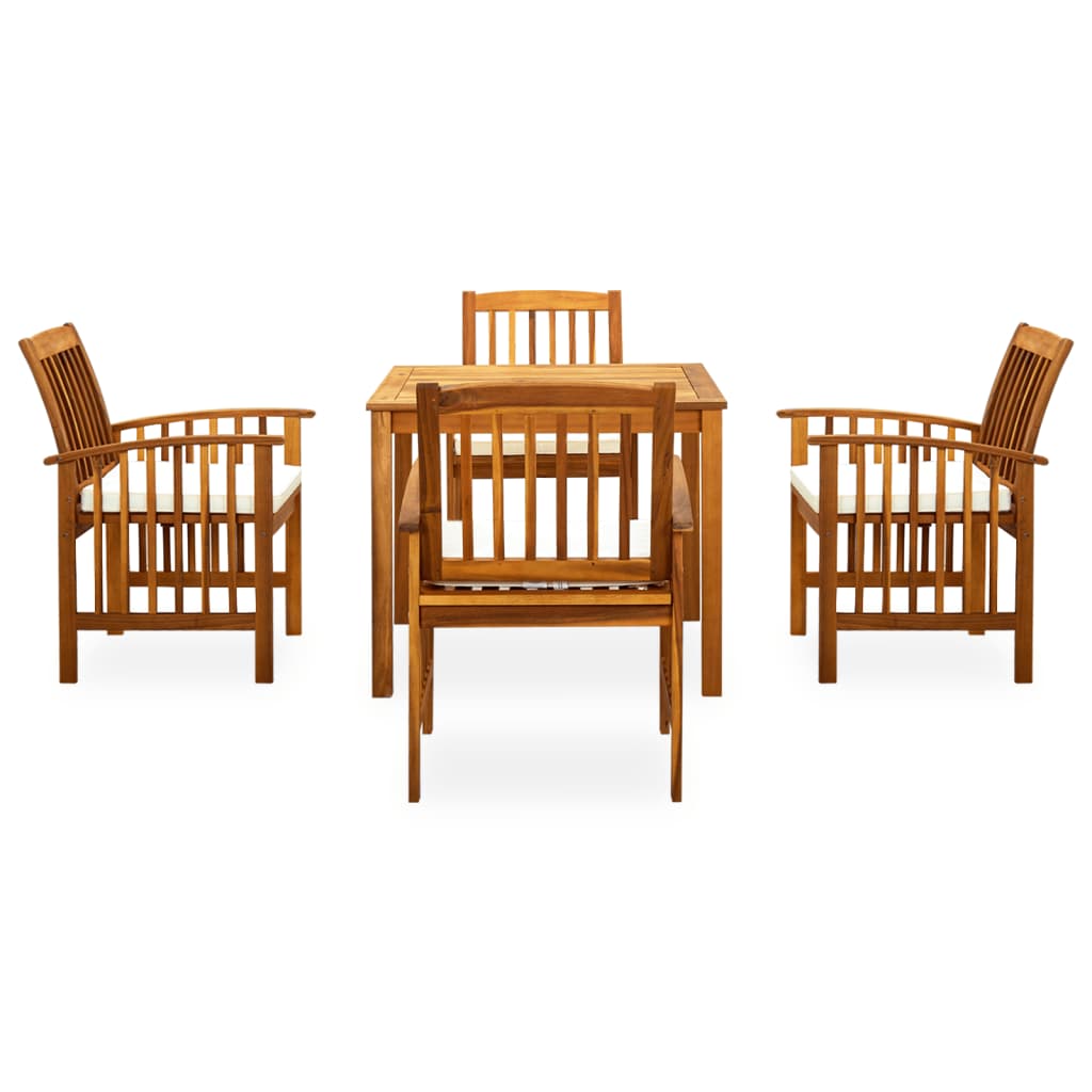 5 részes tömör akácfa kerti étkezőgarnitúra párnákkal