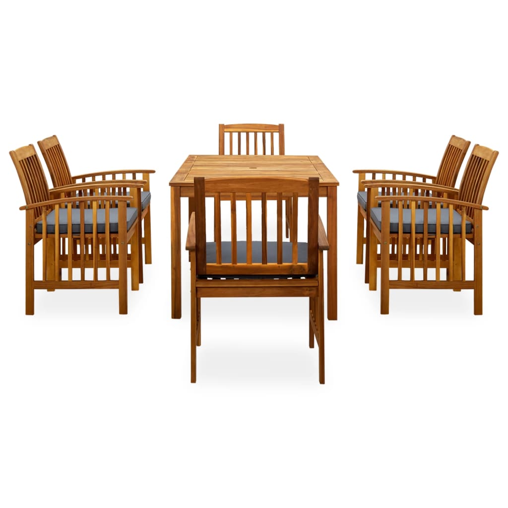 3058089 7 piece garden dining set with cushions solid acacia wood (45962+2x312131)