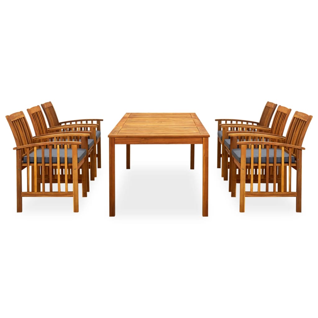 3058092 7 piece garden dining set with cushions solid acacia wood (45963+2x312131)