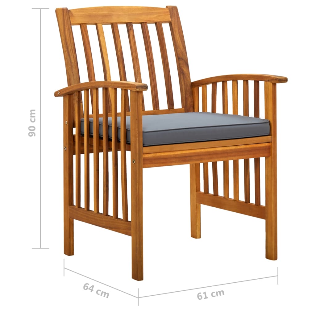 3058093 9 piece garden dining set with cushions solid acacia wood (45963+312130+2x312131)