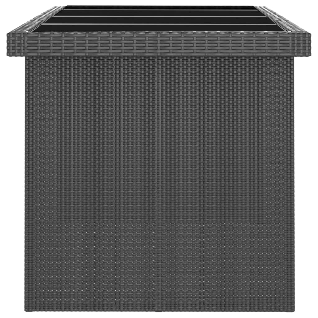 9 részes fekete polyrattan kültéri étkezőszett párnákkal